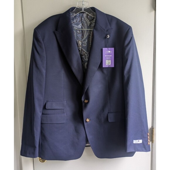 NWT Tayion By Montee Holland Men's Classic-Fit Solid Suit Jacket Navy Blue 44R - Picture 1 of 5